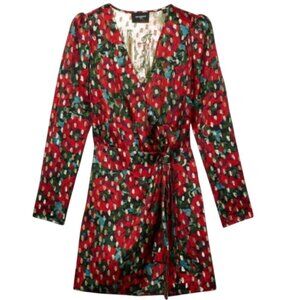 The Kooples Giant Poppy Wrap Dress Floral size Large